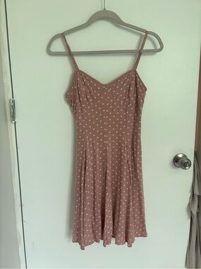 American Eagle Outfitters Pink Polka Dot Spaghetti Strap Dress